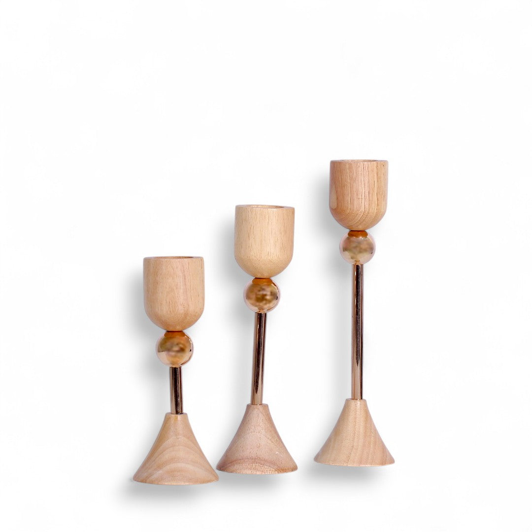 Wood Candle Holder 3Pcs
