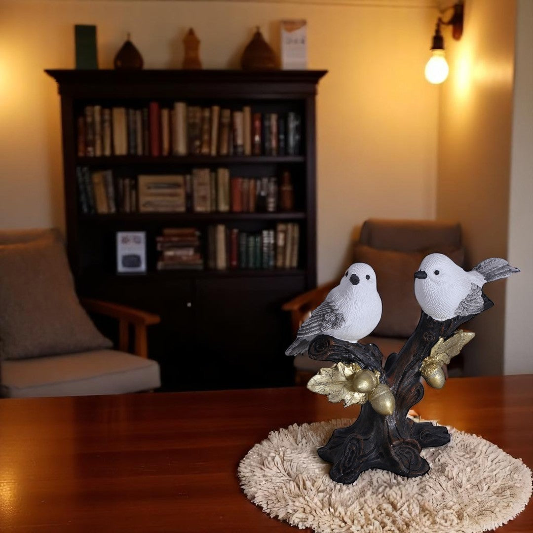 Two Sparrow On Log Statue