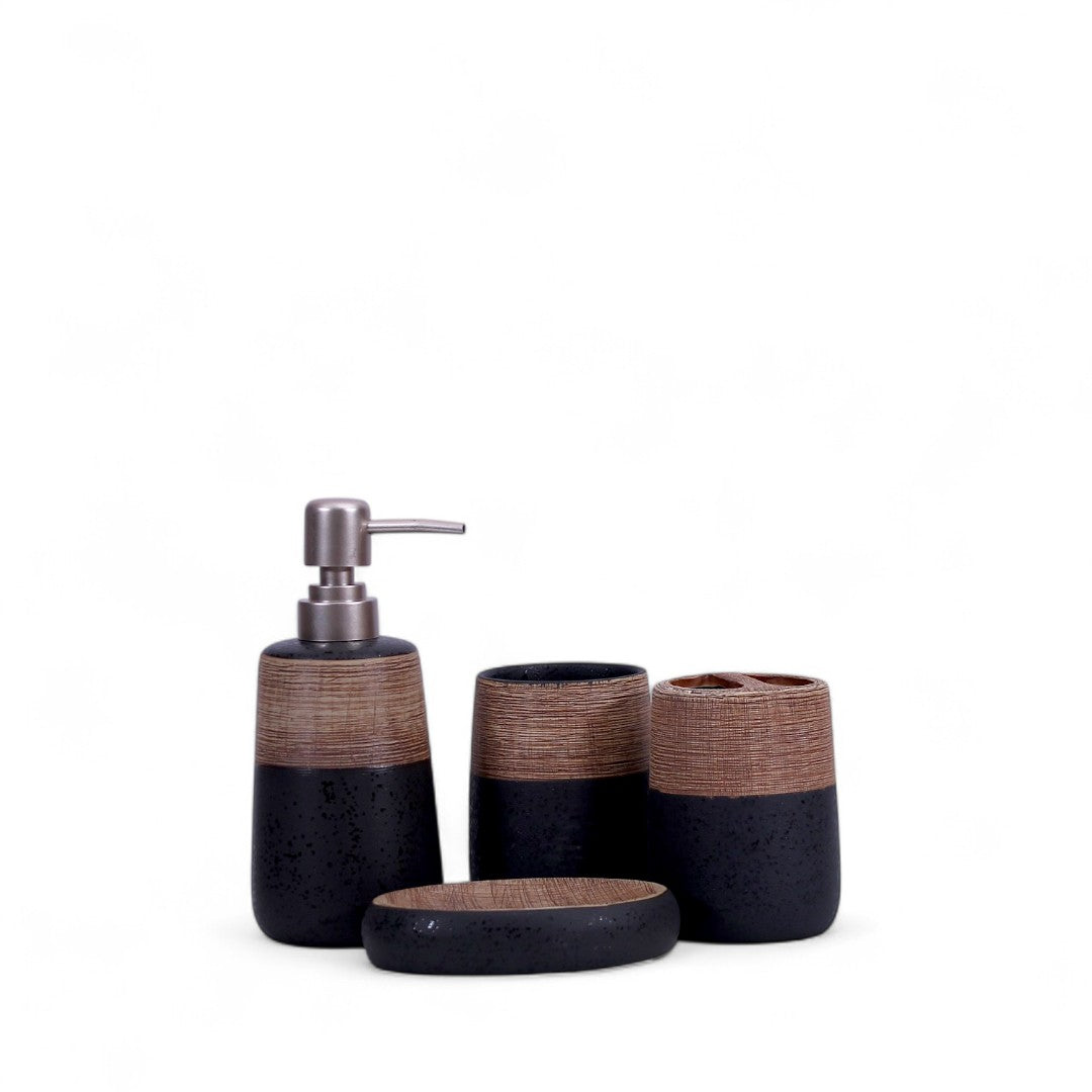 Black & Brown Bath Set 4Pcs