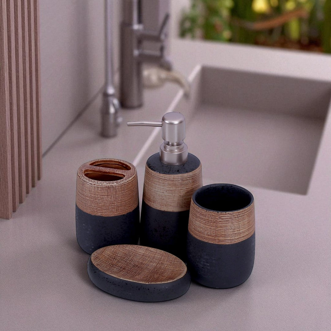Black & Brown Bath Set 4Pcs