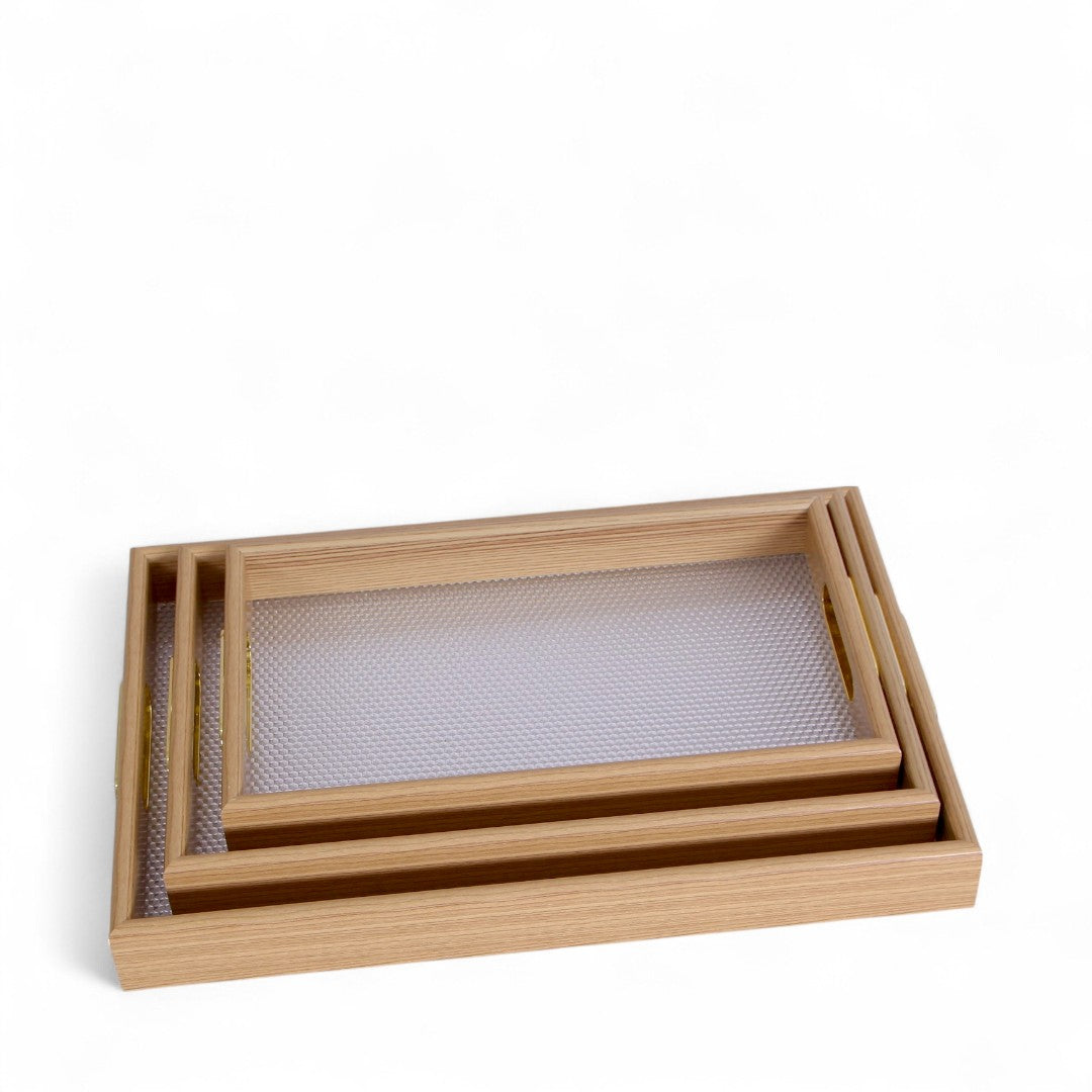 Wooden Tray Set 3Pc