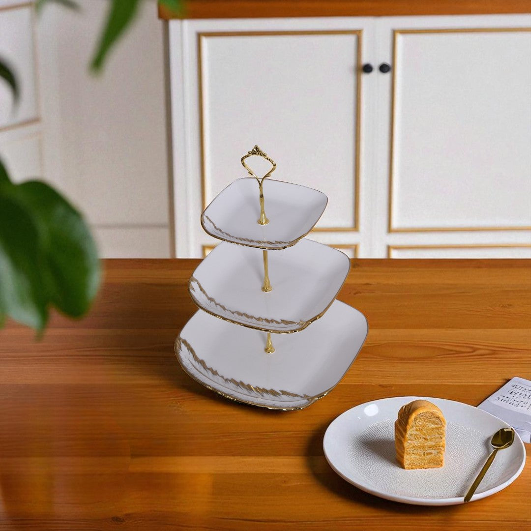 White And Golden Serving Dish