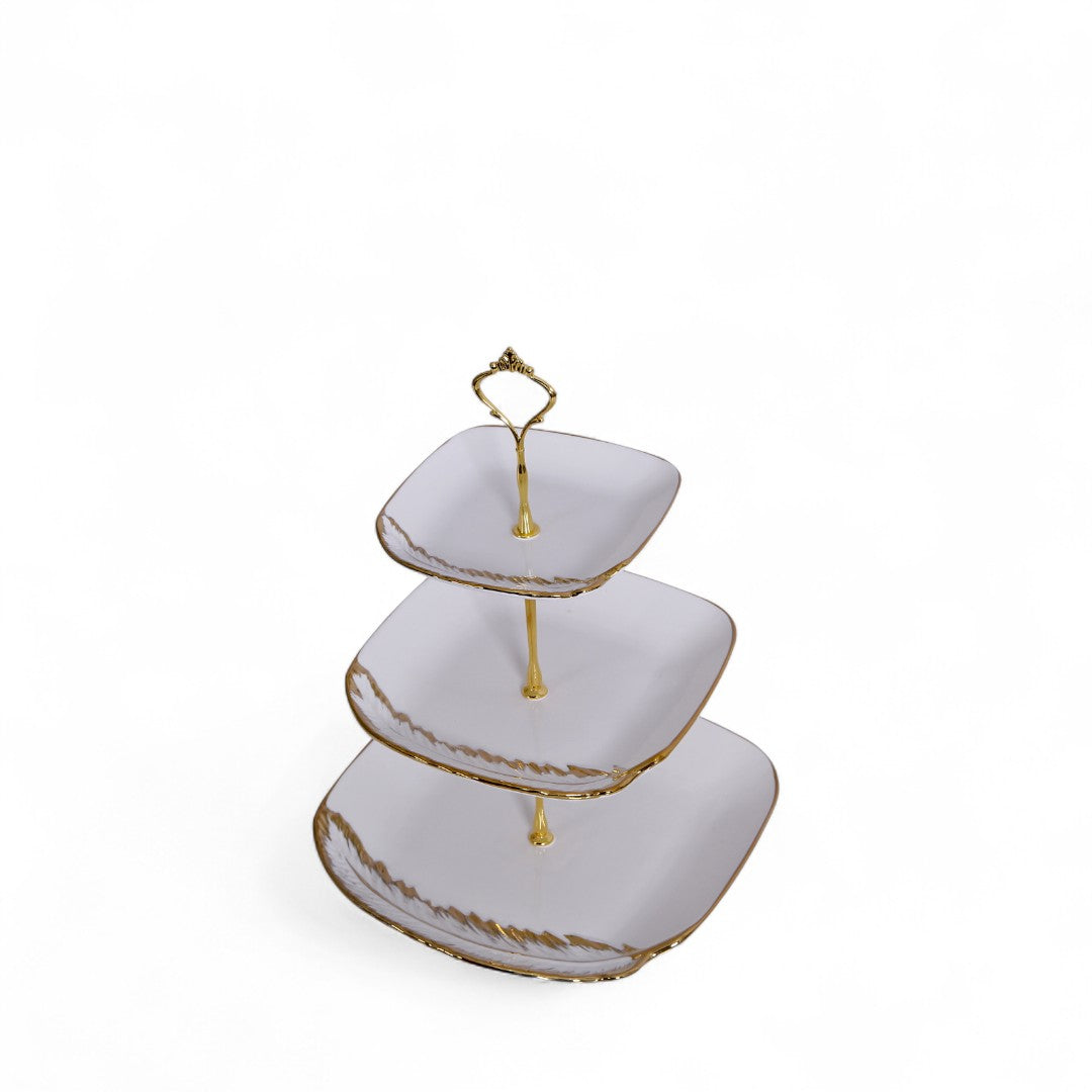 White And Golden Serving Dish