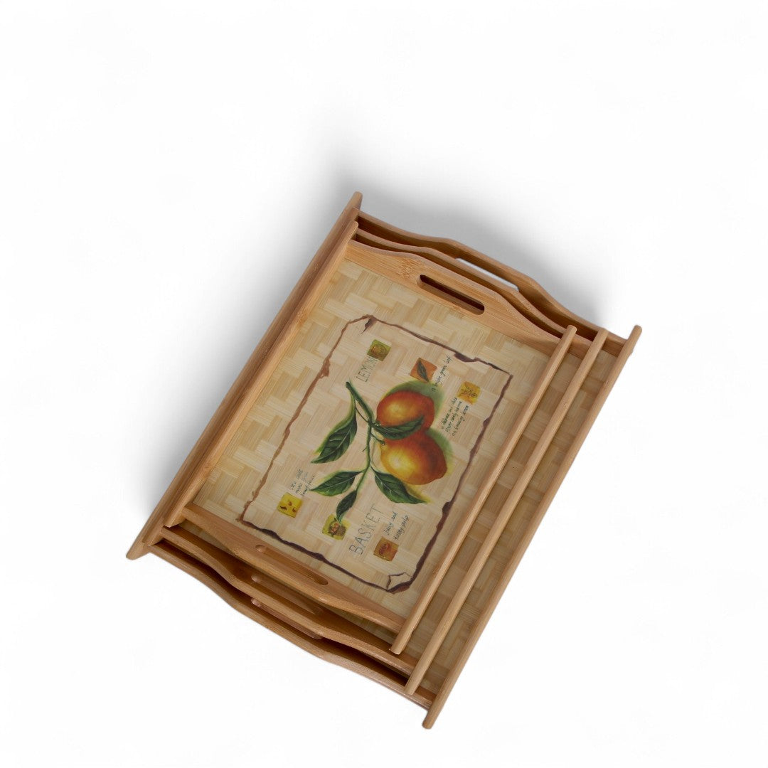 Wooden China Tray Set 3Pcs