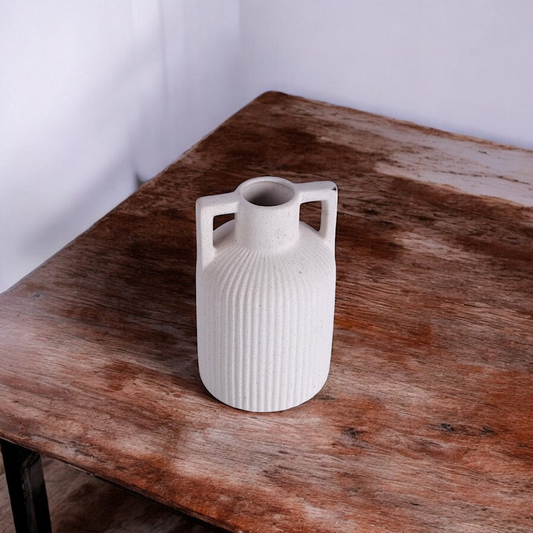 White Round Vase Large
