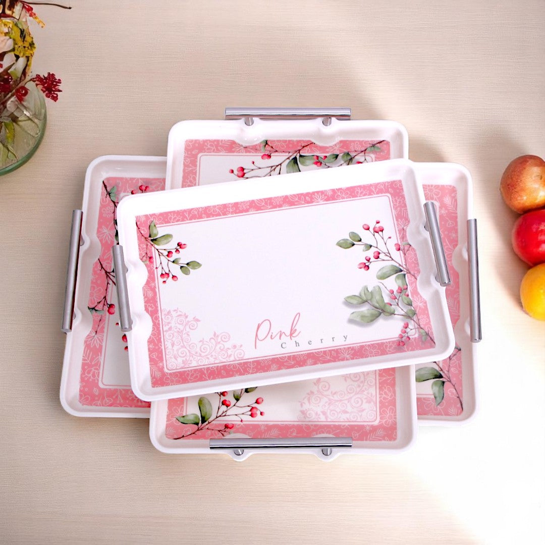 White & Pink Serving Dish 3Pc
