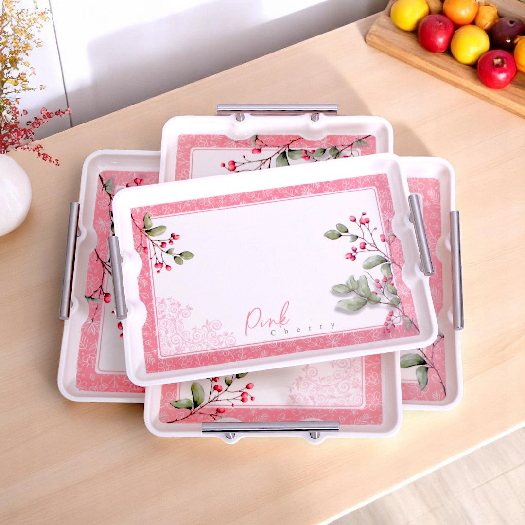 White & Pink Serving Dish 3Pc