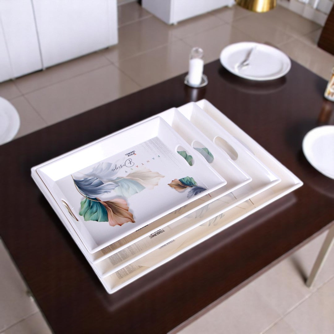 White Tray Set 4Pc