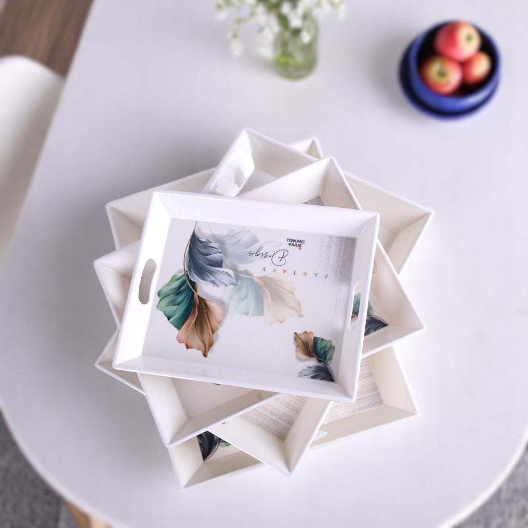 White Tray Set 4Pc