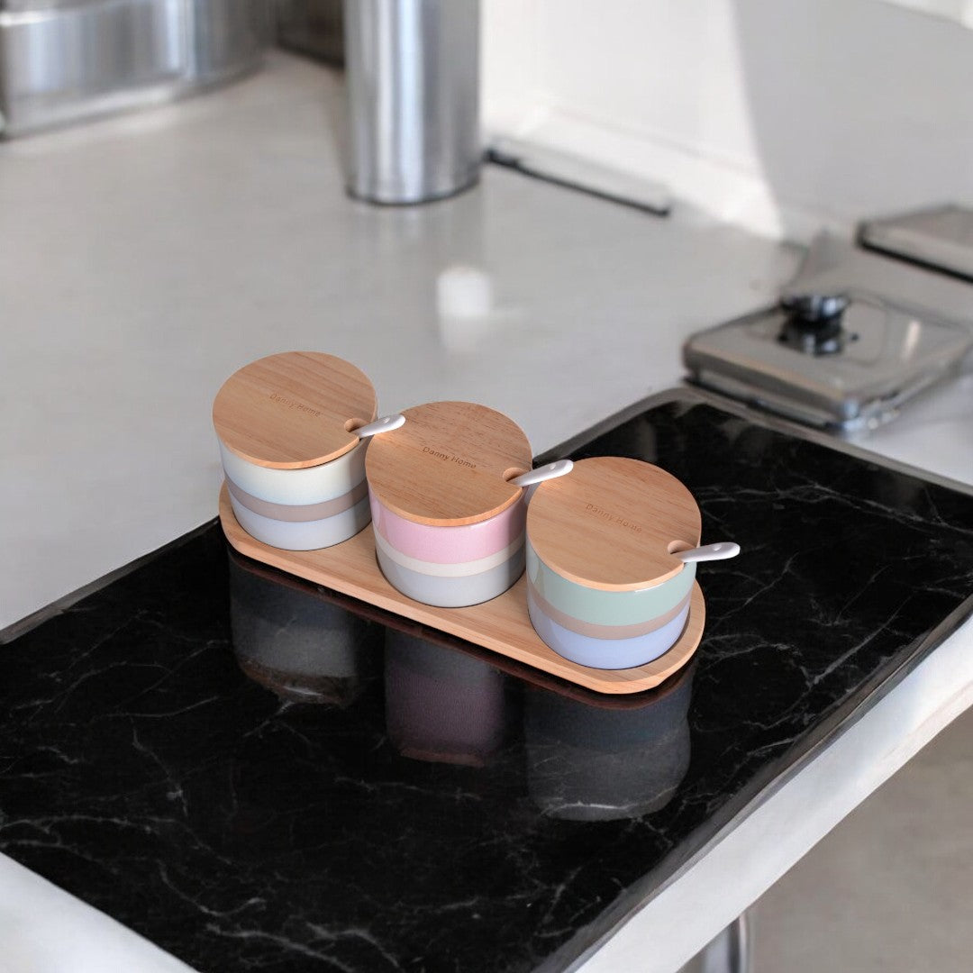 Spice Jar Set with Wooden Tray | Stylish & Organized Spice Storage ...