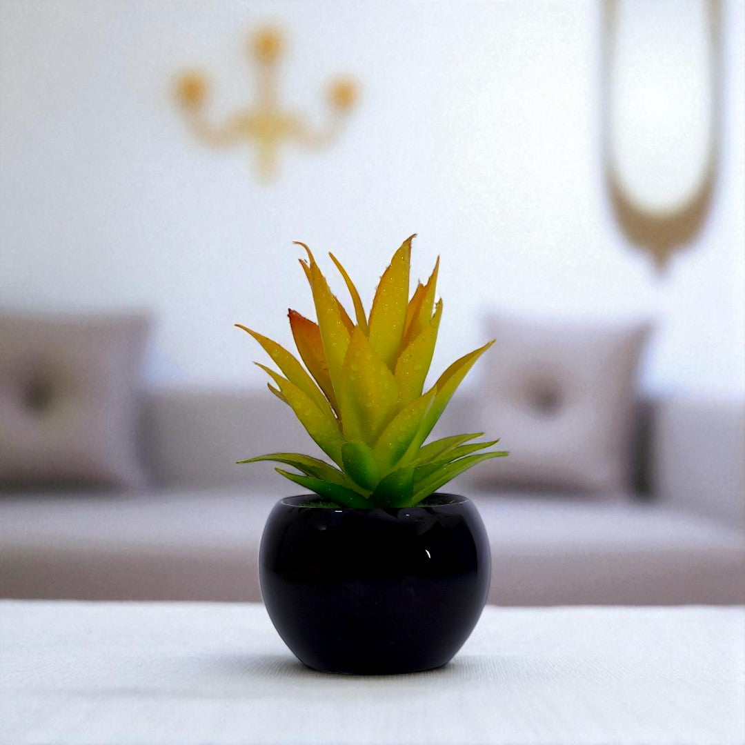 Yellow & Green Artificial Potted Flower