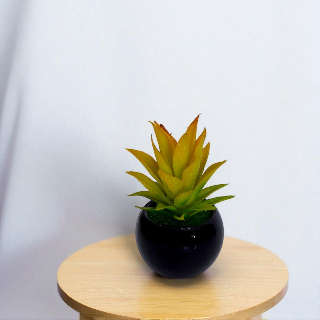 Yellow & Green Artificial Potted Flower