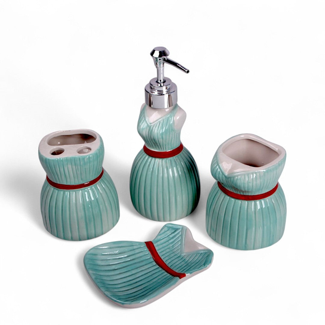 Sea Green Ceramic Bathroom Set 4pcs