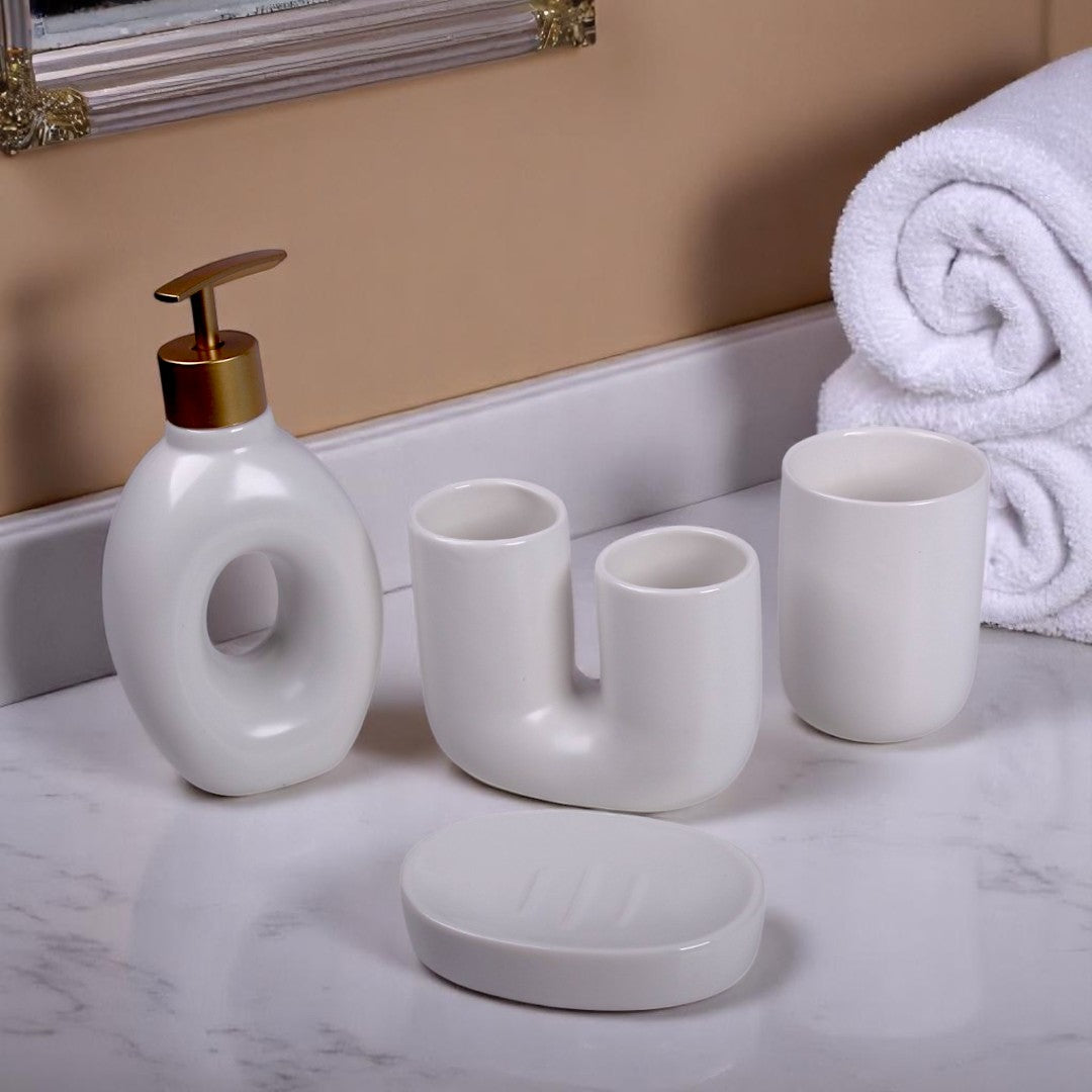 Black/White Bathroom Set 4Pc
