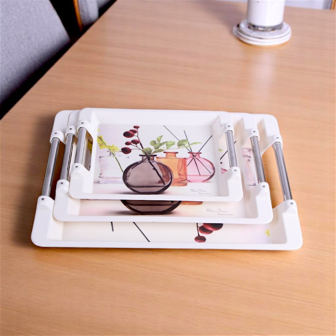 White Tray Set 3Pc