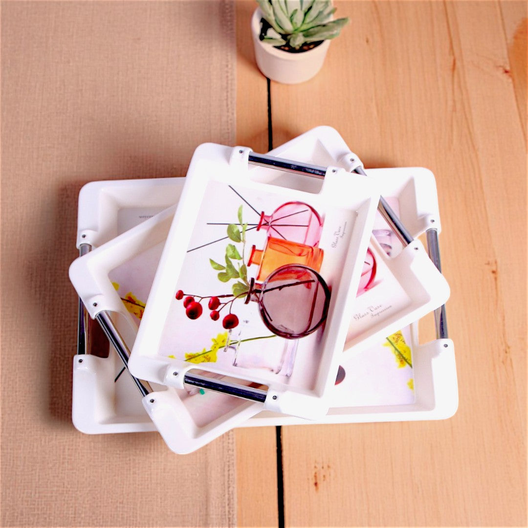 White Tray Set 3Pc