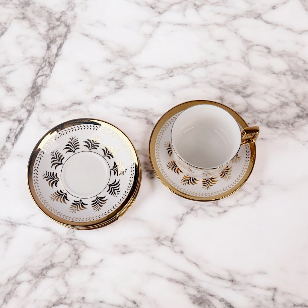 Ceramic 6Pc Cup & Saucer Golden