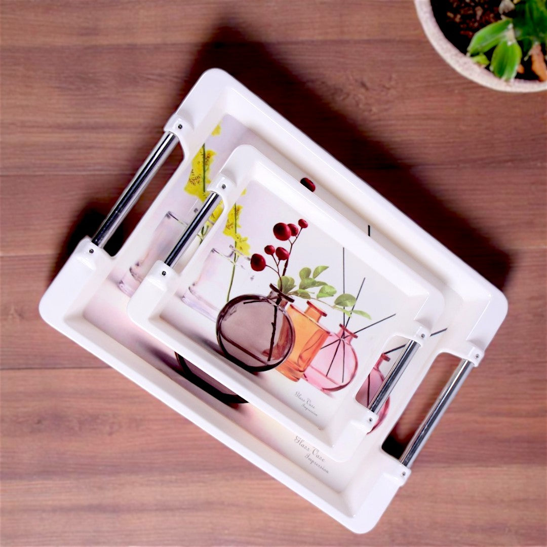 White Tray Set 3Pc