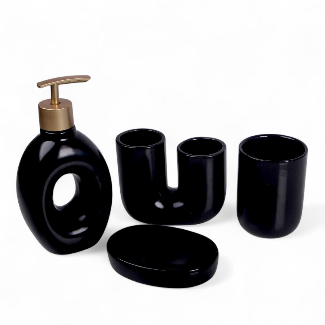 Black/White Bathroom Set 4Pc
