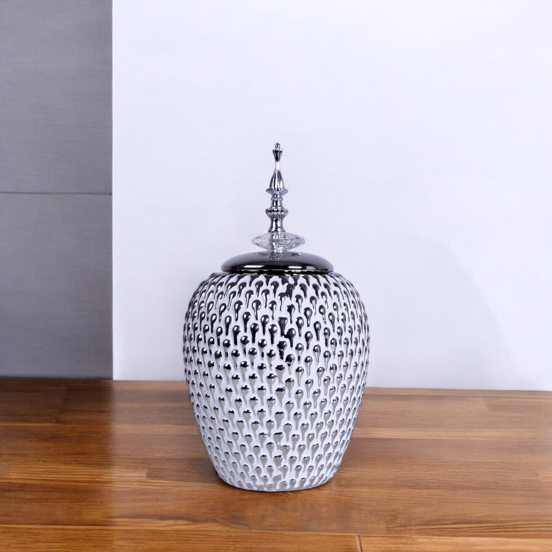 White & Silver Vase Small