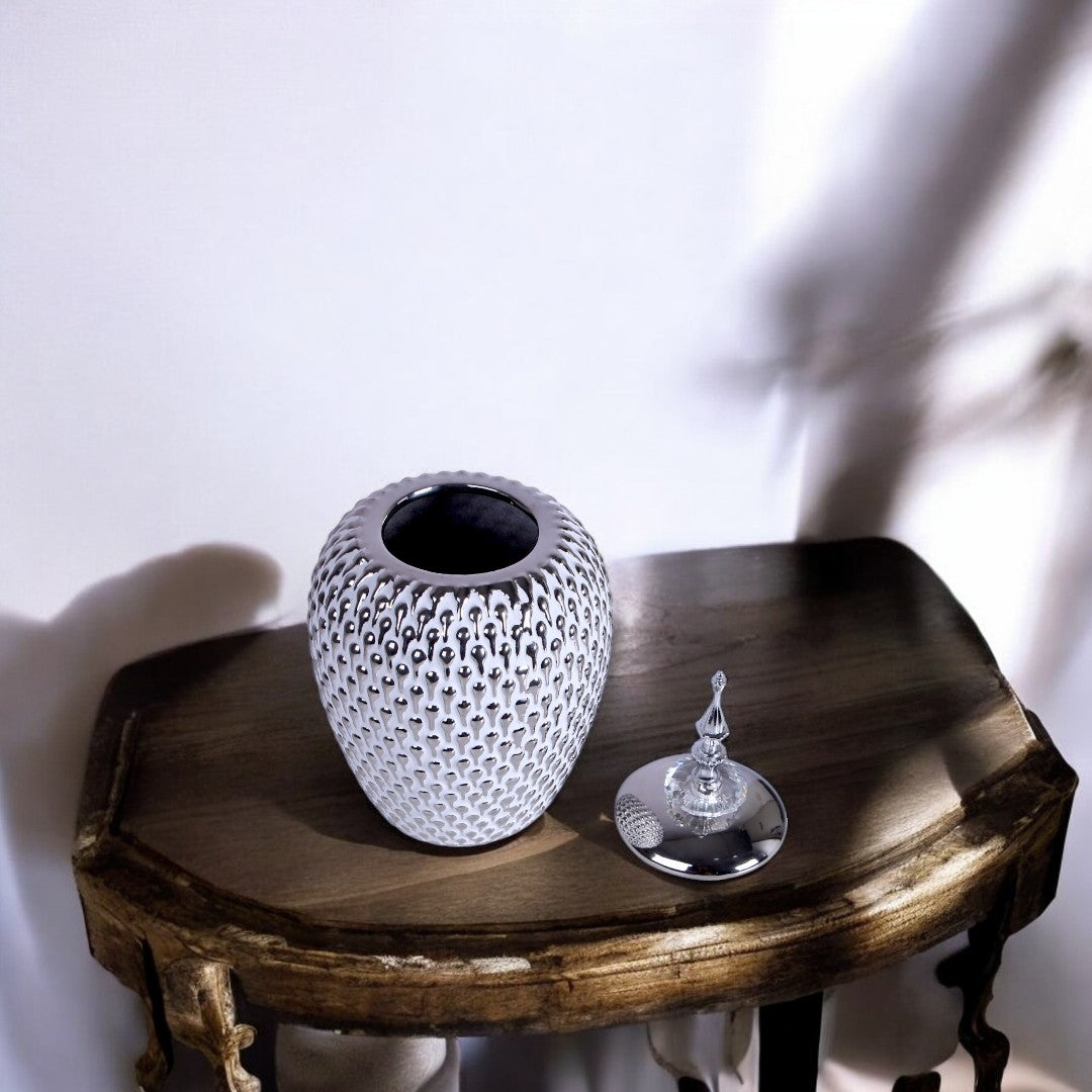 White & Silver Vase Small