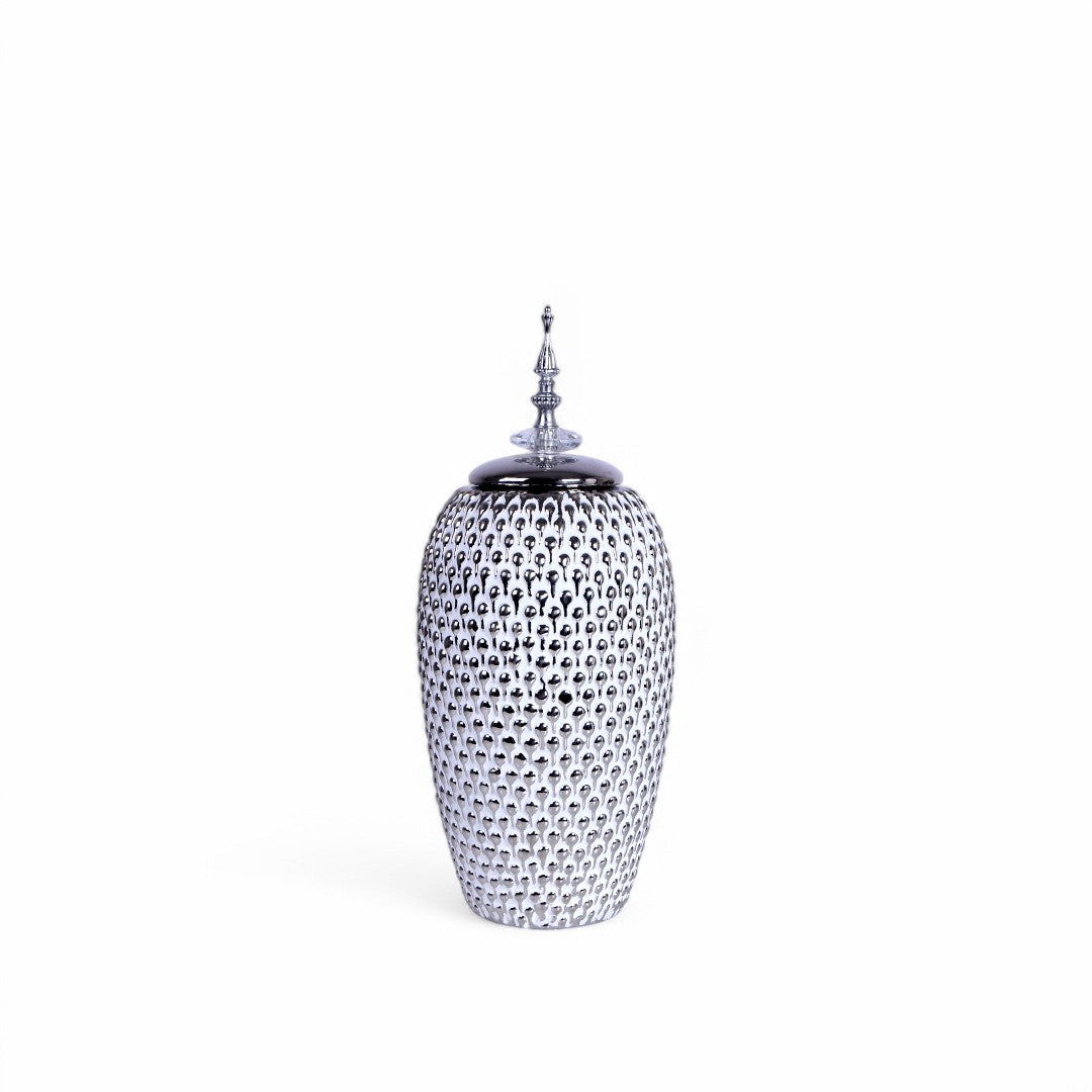 White & Silver Vase Large