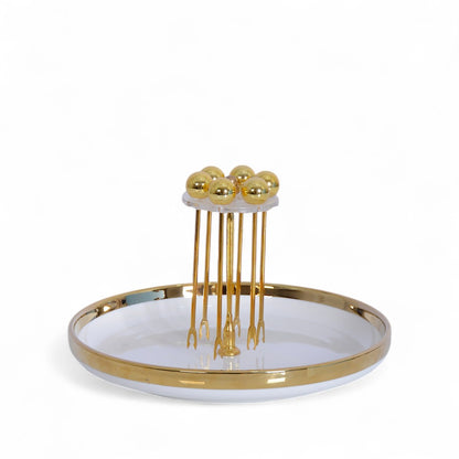 Round Fruit Plate with fruit fork