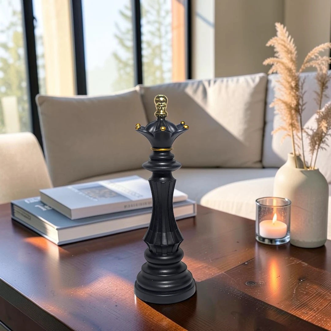 Black Chess Queen Decor – Modern Home Accent