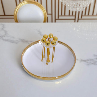 Round Fruit Plate with fruit fork