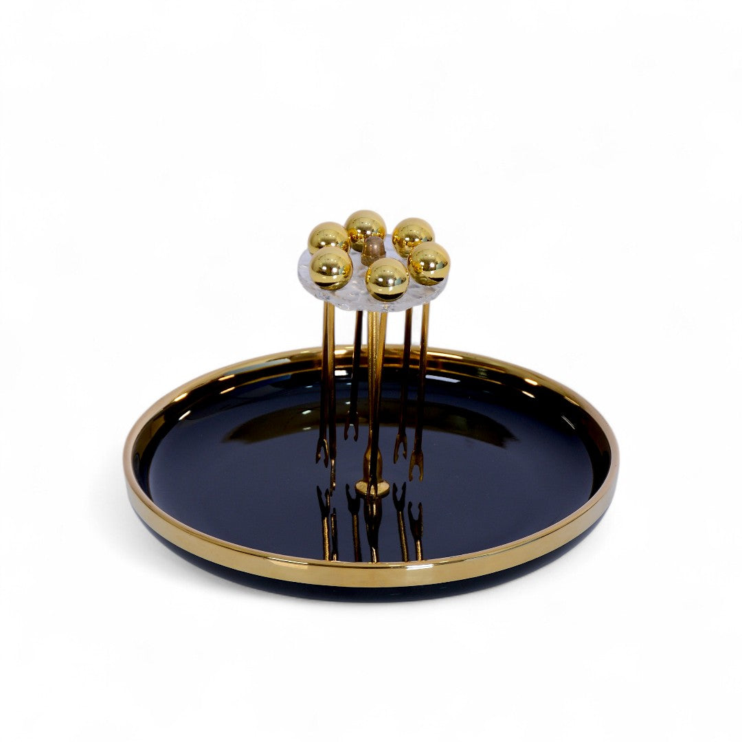 Round Fruit Plate with fruit fork
