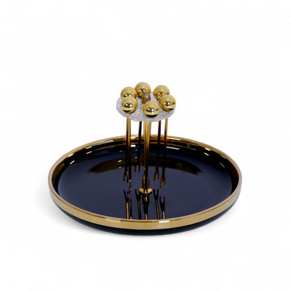 Round Fruit Plate with fruit fork