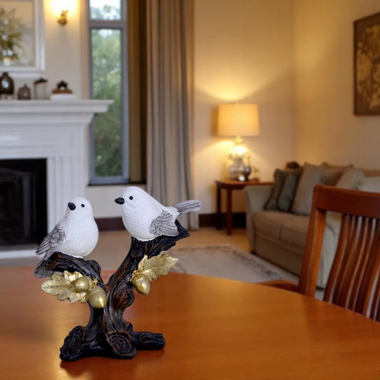 Two Sparrow On Log Statue