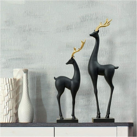 Stag Sculpture Home Decor Gift Animal Arts 2PC