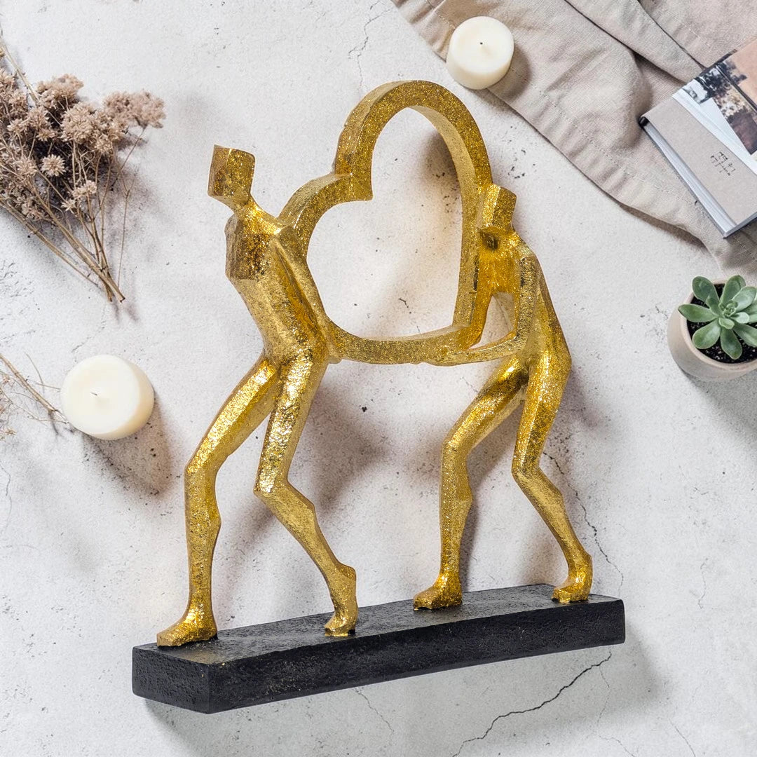 Modern Abstract Couple Heart Sculpture Decor