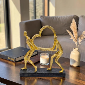 Modern Abstract Couple Heart Sculpture Decor