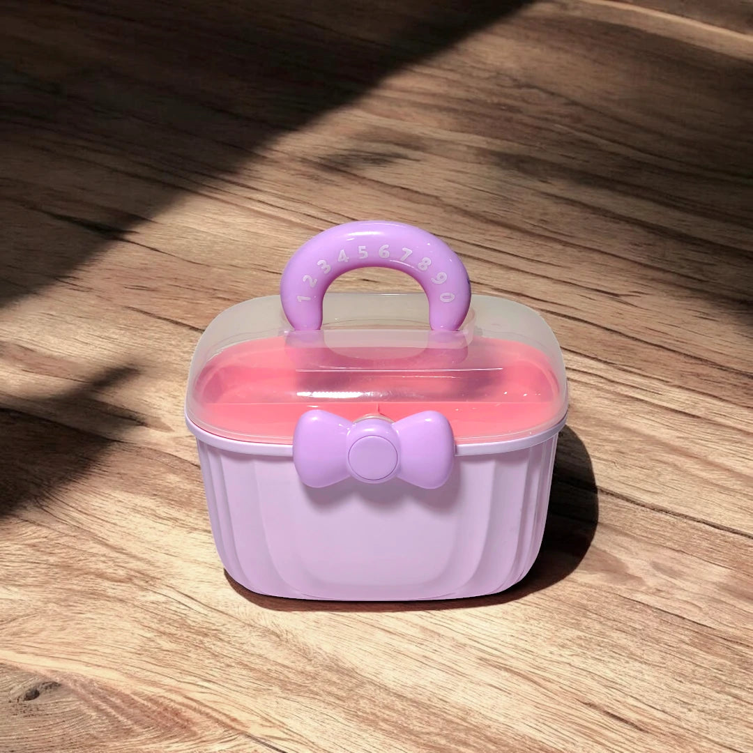 Cute Purple Bow Portable Cosmetic Storage Box with Handle