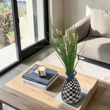 Modern Checkerboard Ceramic Flower Vase