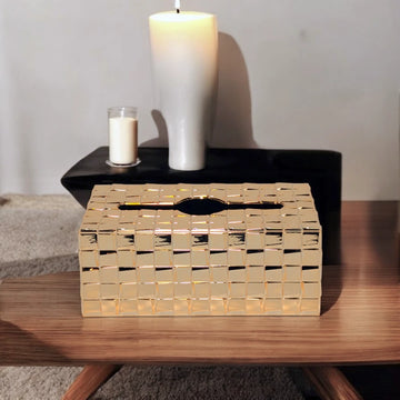 Modern Gold Mosaic Tiled Rectangular Tissue Box Cover