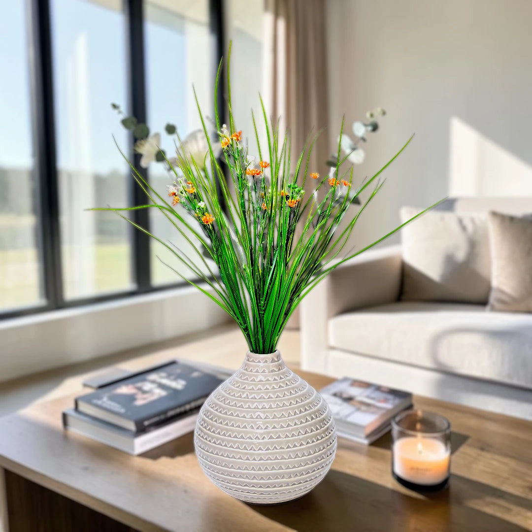 Modern White Textured Ceramic Flower Vase