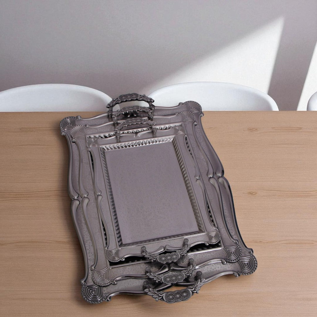 Silver Tray Set 3Pcs