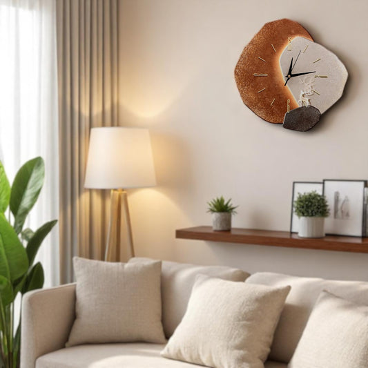 White & brown Wall Clock
