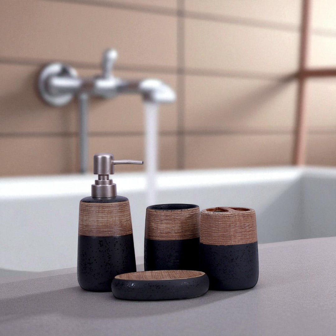Black & Brown Bath Set 4Pcs