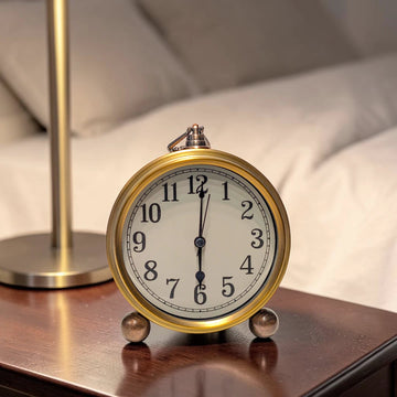 Vintage Brass Silent Bedside Tabletop Alarm Clock
