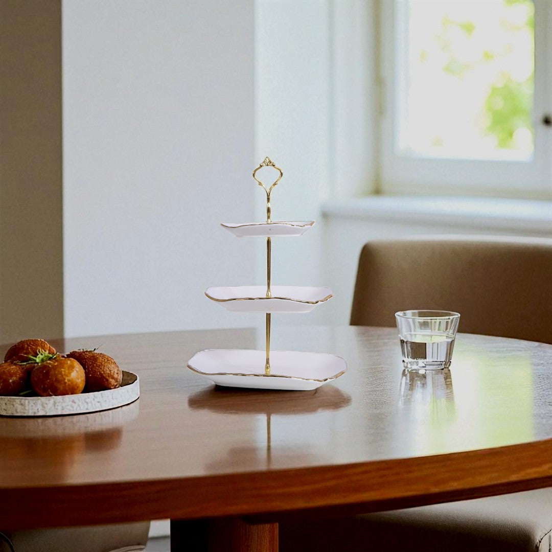 White And Golden Serving Dish