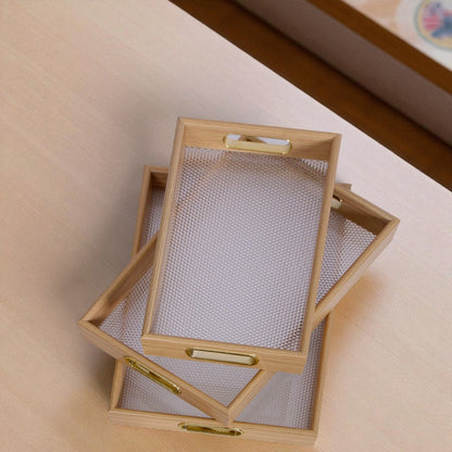 Wooden Tray Set 3Pc