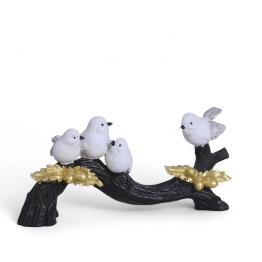 Four Sparrows On Log Statue