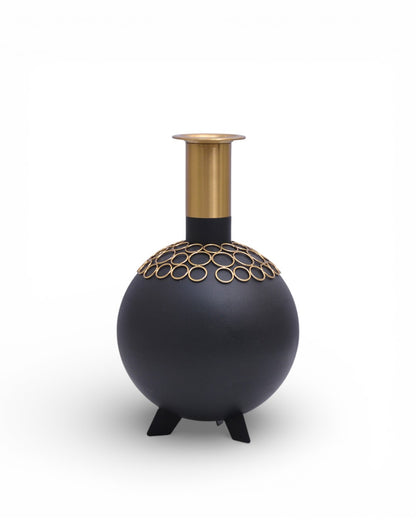 ZH1922L Metal Black & Gold Vase