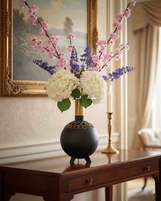 ZH1922L Metal Black & Gold Vase