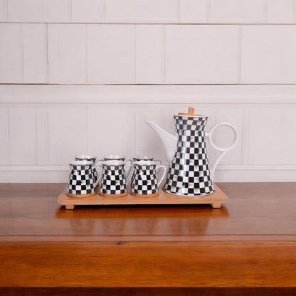 Ceramic Black and WhiteTeapot Set