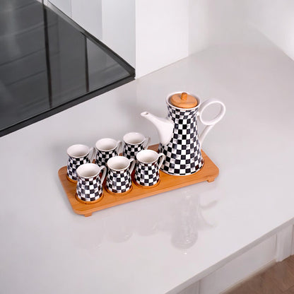 Ceramic Black and WhiteTeapot Set